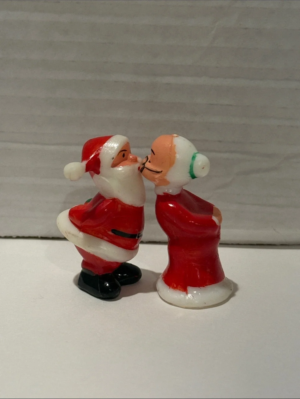 Vintage Set of Mr. And Mrs. Claus Santa Plastic Cake Topper Figures